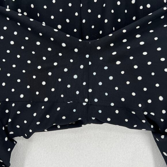 SALONI Juli Off the Shoulder Jumpsuit Womens 10 Black White Silk Polka Dot Wide - Picture 15 of 16